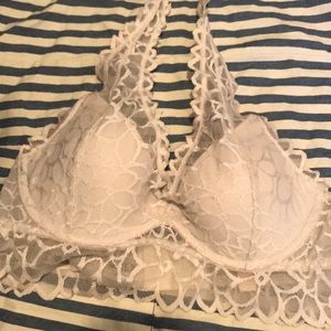 White lace halter push up bralette